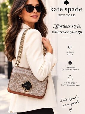 kate spade Metallic Taupe and Brown Chain Shoulder Bag